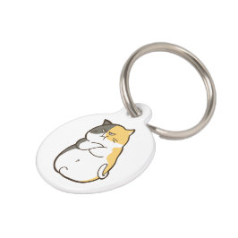 Placa Para Mascotas Gato Calico Regordete - Sticker Kawaii