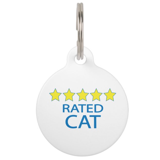 Placa Para Mascotas Gato Cinco Estrellas (Anverso)