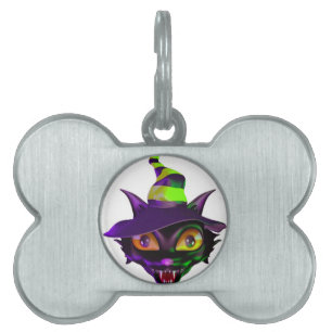 Placa Para Mascotas Gato Colorido Espeluznante