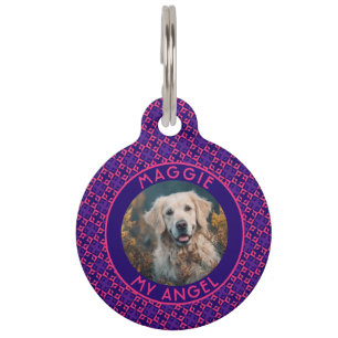 Placa Para Mascotas Gato Colorido Regalo Patrón Étnico