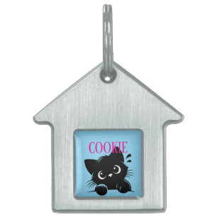 Placa Para Mascotas Gato Curioso Personalizado 