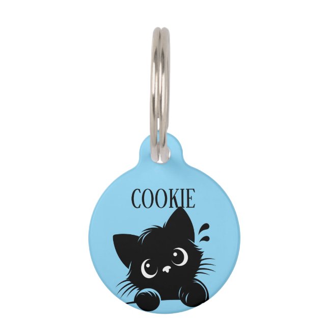 Placa Para Mascotas Gato Curioso Personalizado  (Anverso)