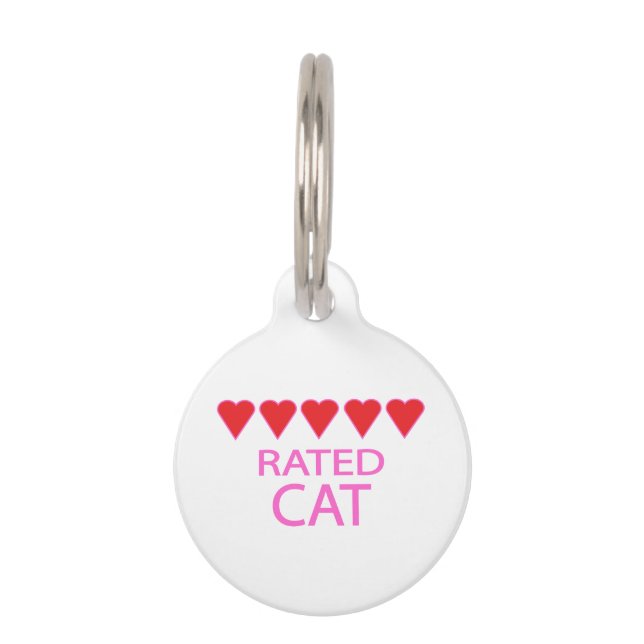 Placa Para Mascotas Gato de cinco corazones (Anverso)