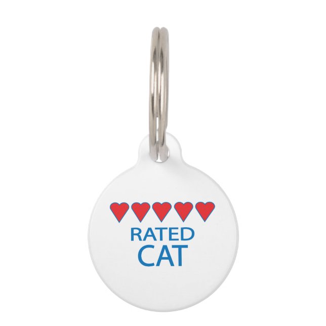 Placa Para Mascotas Gato de cinco corazones (Anverso)