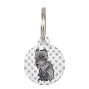 Placa Para Mascotas Gato de dibujos animados persa azul lindo e inform