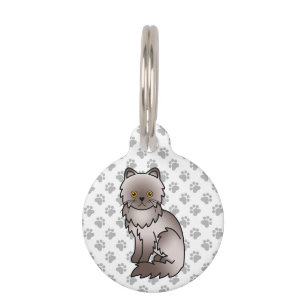 Placa Para Mascotas Gato de dibujos animados persa lila lindo e inform