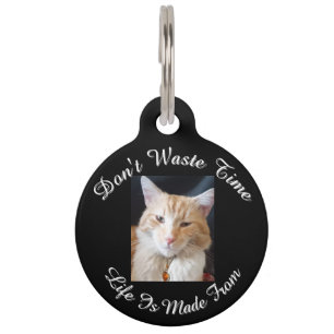 Placa Para Mascotas Gato de fotos frontal y posterior, nombre, texto, 