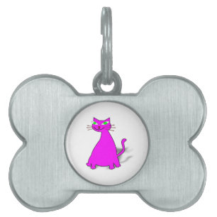 Placa Para Mascotas Gato de grasa rosa