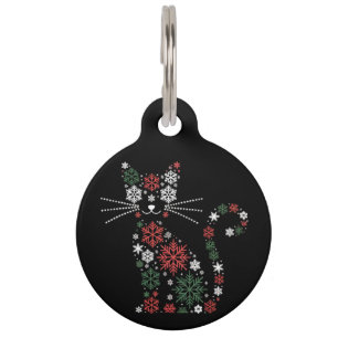 Placa Para Mascotas Gato de Navidad Inventó Copos de Nieve Gatos Diver