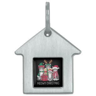 Placa Para Mascotas Gato de Navidades Meowy Xmas Graciosos Gatos Amant