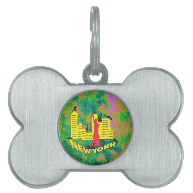 Placa Para Mascotas gato de NUEVA YORK (Frente)