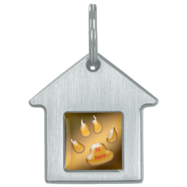 Placa Para Mascotas Gato de Oro (Frente)