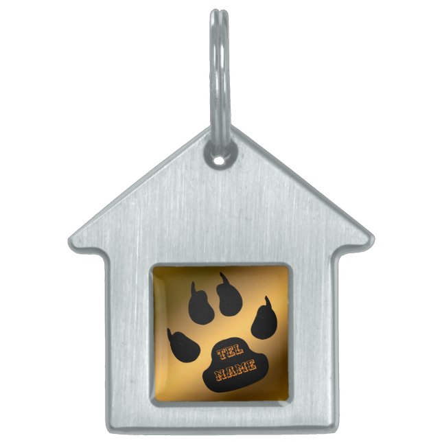 Placa Para Mascotas Gato de Oro (Frente)
