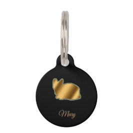 Placa Para Mascotas Gato de oro negro moderno