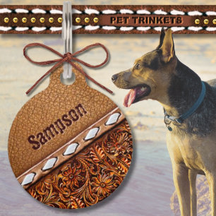 Placa Para Mascotas Gato de perro de cuero con herramientas para el es