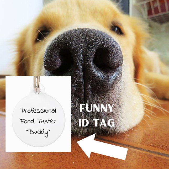 Placa Para Mascotas Gato de perro divertido de prueba de comida profes ('Professional Food Taster' Personalized Pet ID Tag)