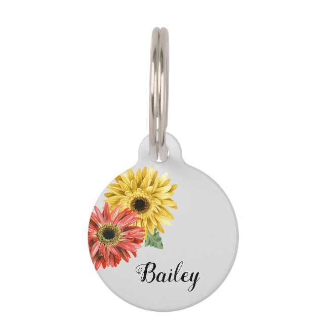 Placa Para Mascotas Gato de perro mascota Gerbera moderna Daisy Bonito (Anverso)