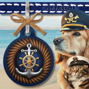 Placa Para Mascotas Gato De Perro Rope Nautical Anchor