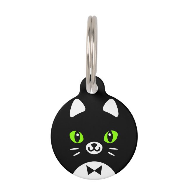 Placa Para Mascotas Gato de Tuxedo (Anverso)
