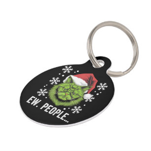 Placa Para Mascotas Gato divertido de Navidad, gente asquerosa, amante
