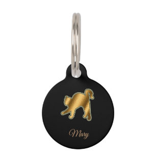 Placa Para Mascotas Gato Dorado Negro Moderno