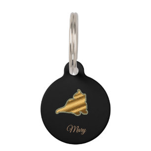 Placa Para Mascotas Gato Dorado Negro Moderno