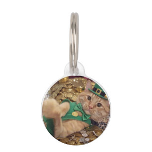 Placa Para Mascotas Gato duende del día de San Patricio
