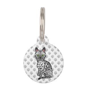 Placa Para Mascotas Gato Egipcio Mau Plateado Dibujo Animado Lindo e I