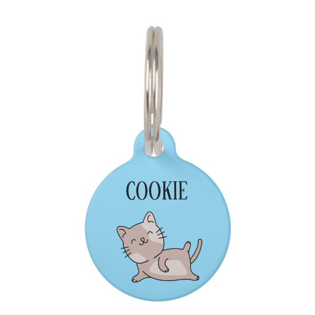 Placa Para Mascotas Gato Ejercitándose Personalizado  (Anverso)