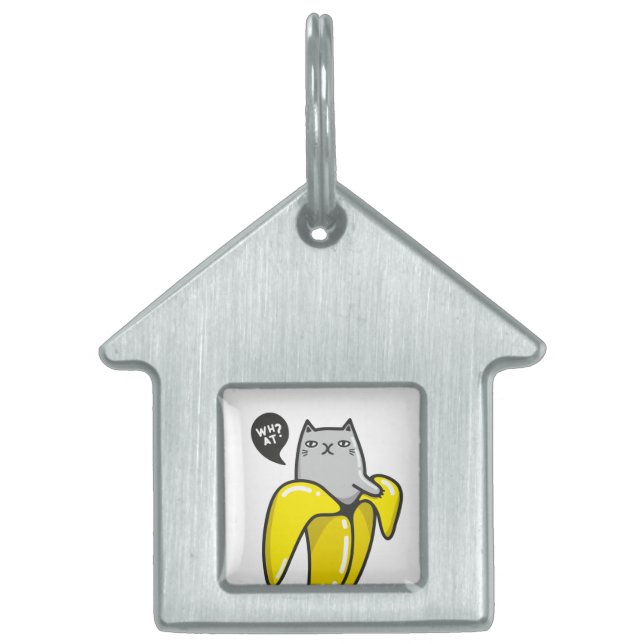Placa Para Mascotas Gato en banana (Frente)