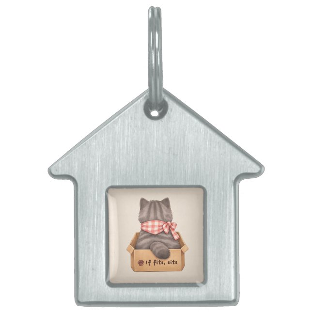 Placa Para Mascotas Gato en la caja (Frente)