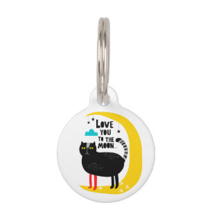 Placa Para Mascotas Gato en la luna