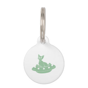 Placa Para Mascotas Gato en Ufo - Elegir color de fondo