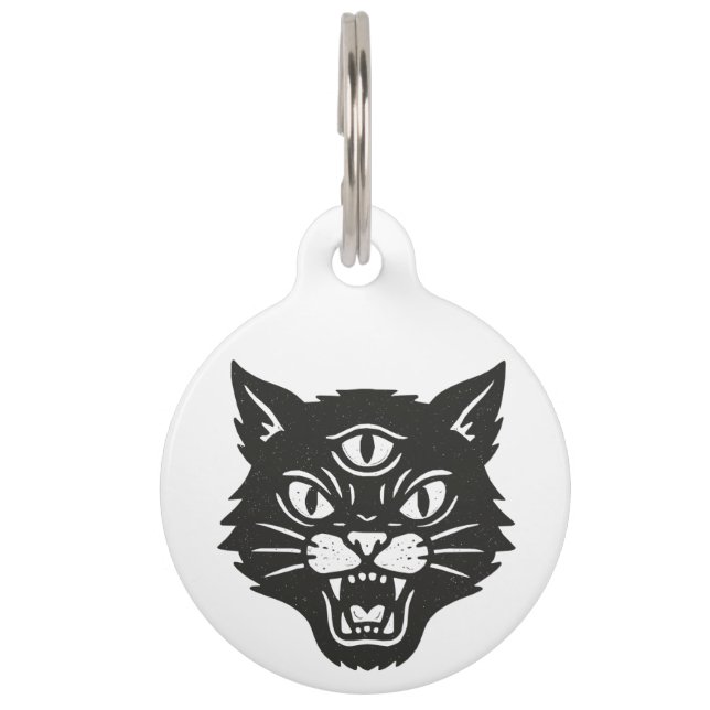 Placa Para Mascotas Gato enojado (Anverso)
