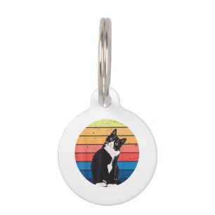 Placa Para Mascotas Gato Esmoquin Regalo Colores Retro para Amantes de