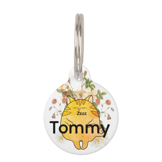 Placa Para Mascotas Gato Gingembre Soñoliento (Anverso)