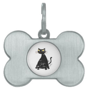 Placa Para Mascotas Gato Gordo Negro Afligido