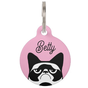 Placa Para Mascotas Gato gracioso enojado