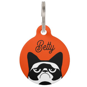 Placa Para Mascotas Gato gracioso enojado