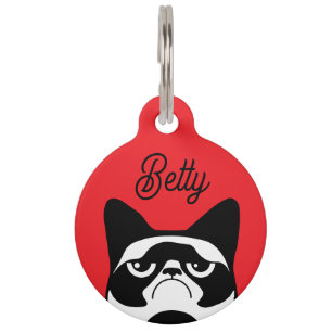 Placa Para Mascotas Gato gracioso enojado