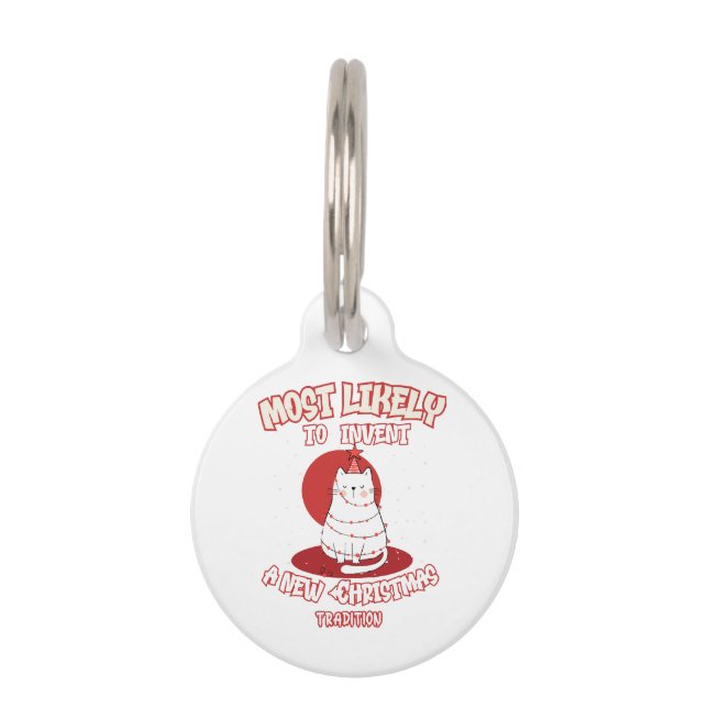 Placa Para Mascotas Gato gracioso que probablemente inventará nuevos N (Anverso)