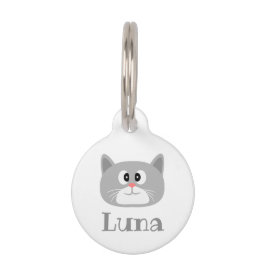 Placa Para Mascotas Gato gris
