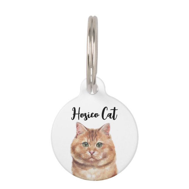Placa Para Mascotas Gato hosico de corte marrón (Anverso)