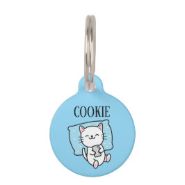 Placa Para Mascotas Gato Mensajeando Personalizado 