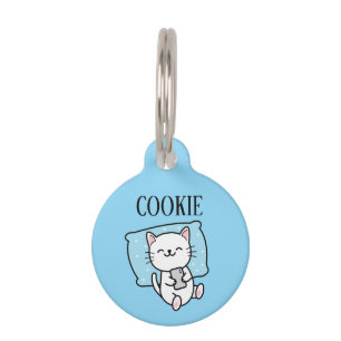 Placa Para Mascotas Gato Mensajeando Personalizado