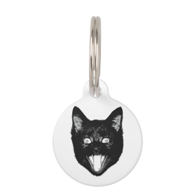 Placa Para Mascotas Gato negro (Anverso)