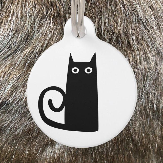 Placa Para Mascotas Gato negro (Black Cat fun personalized pet tag)