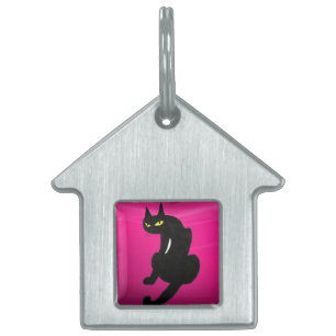Placa Para Mascotas GATO NEGRO, Ametismo de la fucsia rosa