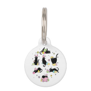 Placa Para Mascotas Gato negro con huevos de conejo