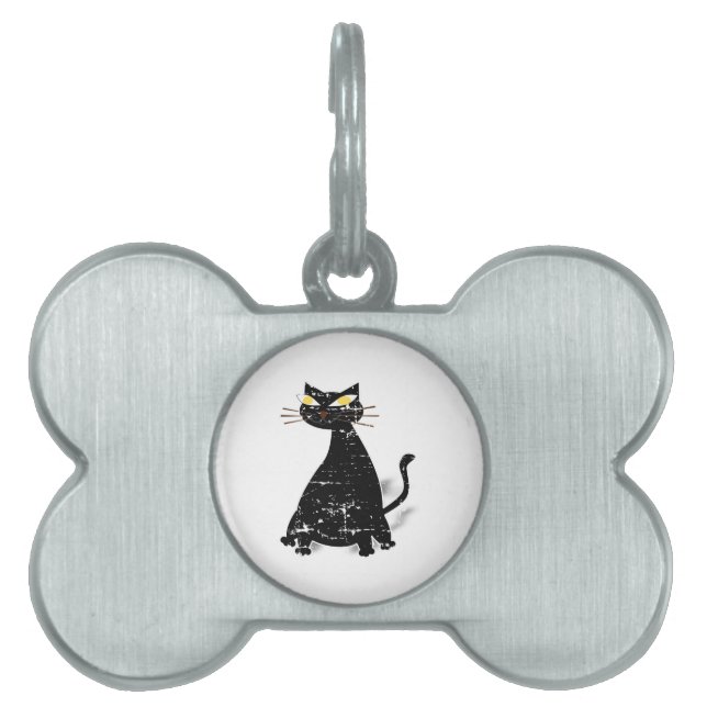 Placa Para Mascotas Gato negro de grasa con problemas (Frente)